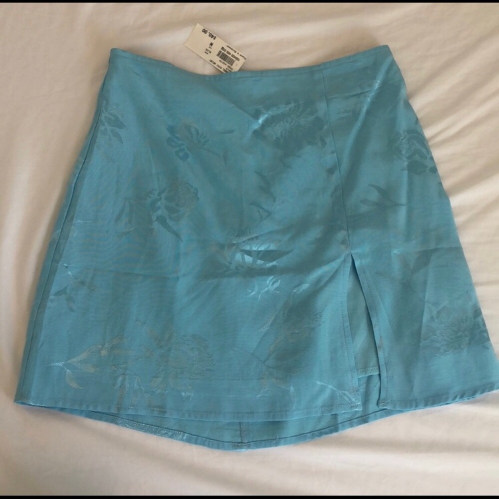 Princess Polly- Silk, teal blue mini skirt!